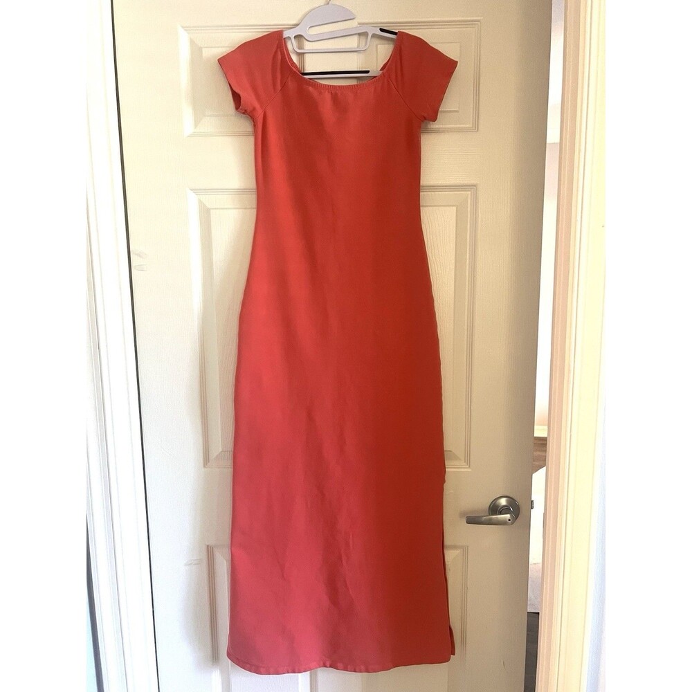 Boston Proper Coral Short Sleeve Maxi Bodycon Dress Sz XS / S Minimalist Capsule